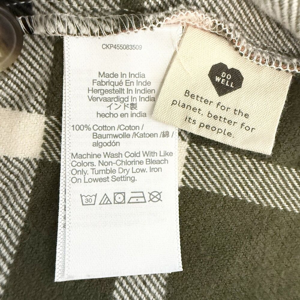 Madewell Bromley Green Plaid Flannel Shirt Womens L Button Front Long Sleeve - Picture 7 of 10